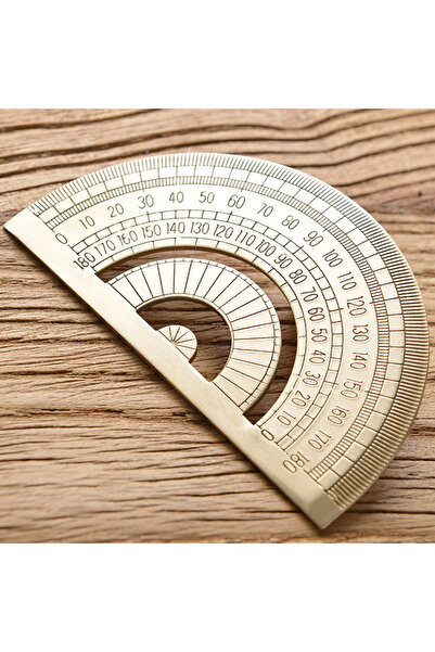 Choice Protractor Retro Brass Straight Rulers Centimeter Inches Metal Triangl...
