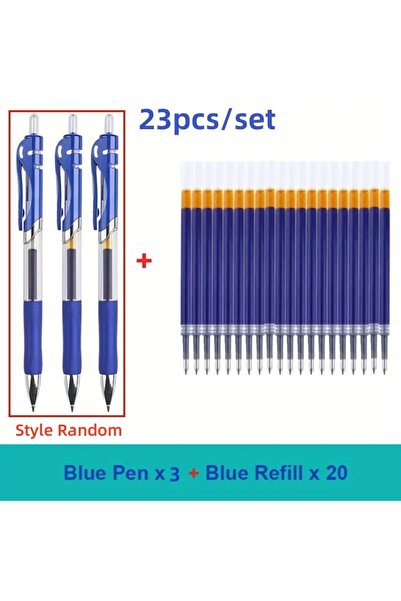Choice 23pcs Blue set 23pcs Retractable Ballpoint Pen Large Capacity 0.5mm Ba...