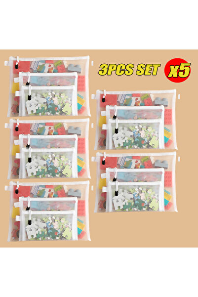 Choice As shown 15PCS SET 1-30 PCS Mesh Zipper File Bag Waterproof Moisture-p...