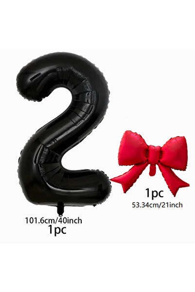 Choice7 Other number set 2 40inch black digital balloon set with red bow alum...