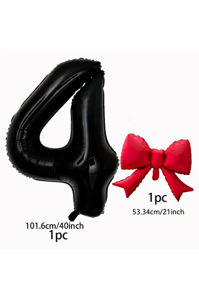 Choice5 Other number set 4 40inch black digital balloon set with red bow alum...