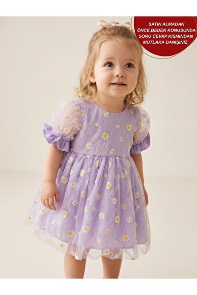 aysskids Lilac Daisy Special Day Birthday Festive Fluffy Dress