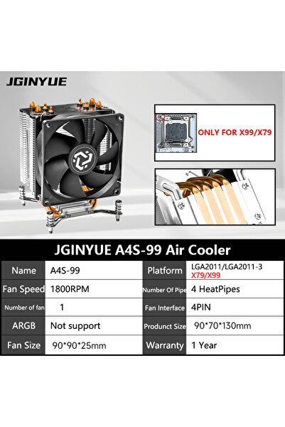 Choice NO RGB black JGINYUE A4S-99 4 Heat-Pipe CPU Air Cooler TDP 150W CPU fo...