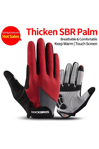 ROCKBROS M S030-2R Windproof Cycling Gloves Bicycle Touch Screen Riding MTB B...