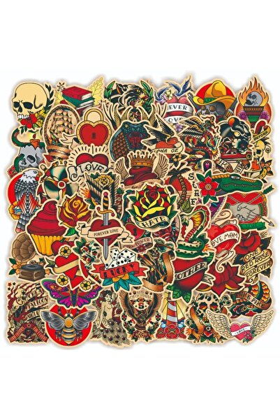 Choice1 100Pcs 10/30/50/100PCS Retro Old School Tattoo Style Cartoon Sticker ...