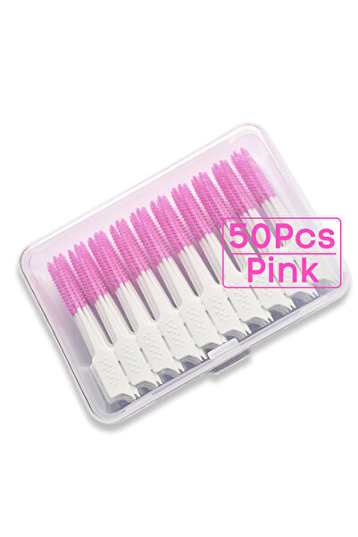 Choice5 50 Pcs(Pink) Interdental Brush Food-Grade PP Soft Nylon Bristles L-Sh...