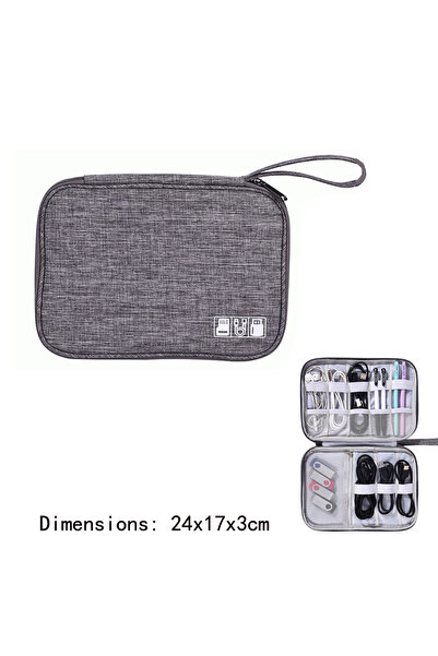 Choice 1 Layer Grey Cable Storage Bag with 3 Sizes Digital Electronic Accesso...