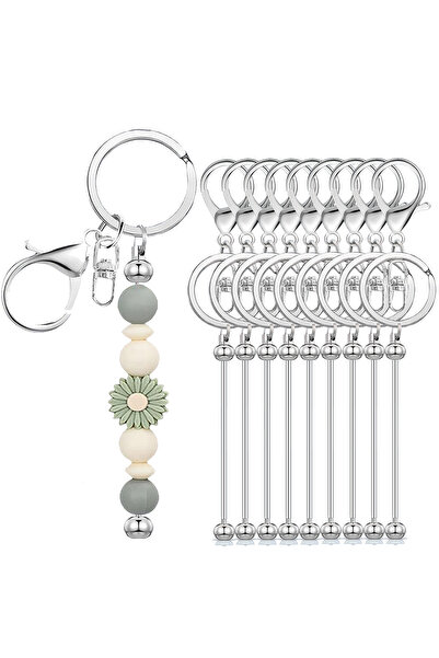 Choice 16pcs Silver 4/9/16 PCS Metal Beadable Keychain Bars Blanks for Beads ...