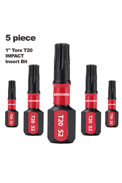 Choice1 1Inches 5PCS GEINXURN Impact Tough #20 Torx 1 in. Insert Driver Bits,...