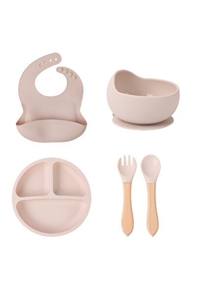 Choice5 5 PCS White Children's silicone tableware set Baby Complementary Food...