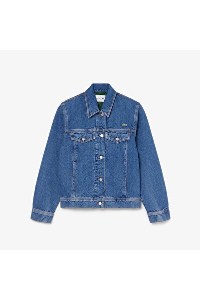 Lacoste Kadın Uzun Kollu Denim Mavi Ceket