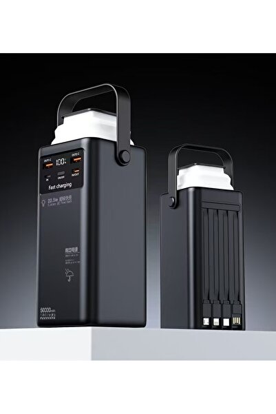 Wyze 50.000 mAh 22,5W/PD Süper Hızlı Şarj Kendinden Kablolu ve Şarj Göstergel...