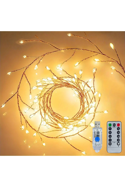 Choice 1.5M-50LEDs Warm Remote Control USB Firecracker LED Lights with 50-200...