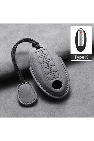choice2 Grey K2 5 Buttons Leather Car Key Case Cover Shell for Nissan Teana X...