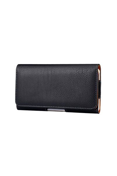 Choice 6.7-6.9 inch Black Leather Belt Clip Waist Bag Mobile Phone Holder Cas...