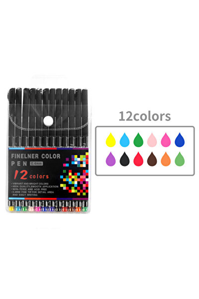 Choice 12colors 1 Box of Colored Hook Pens Hand Account Tracing Pens Art Wate...