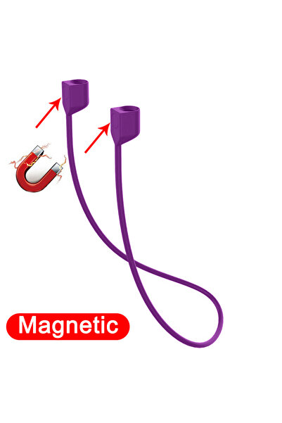 Choice B-Purple Magnetic Anti-lost Rope Strap Silicone Earphones String For A...