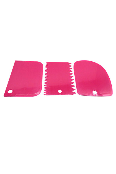 Choice Rose Red 3Pcs Cream Scraper Suit DIY Kitchen Straight Arc Tooth Shape ...