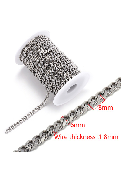 Choice 6mm-Steel Color 1meter 5mm/6mm Stainless Steel Chains Steampunk Chain ...