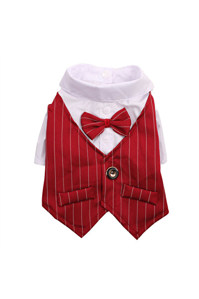 Choice S Red Pet Clothes Dog Shirt Dog Tuxedo Bow Tie Shirt for Boy Dog Weddi...