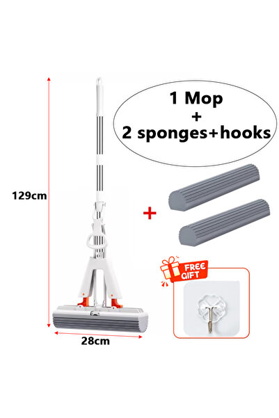 choice2 1Mop 2 Sponge - Hook Squeezed Self Draining Cotton Mop Hand Free Magi...