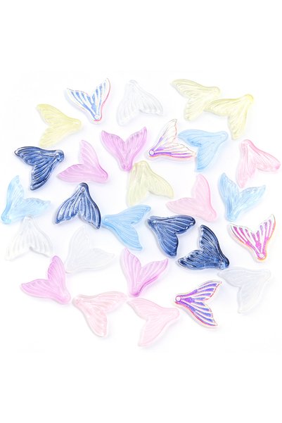 Choice Mixed 30pcs/lot Mermaid Tail Shaped Glass Beads Colorful Fishtail Lamp...