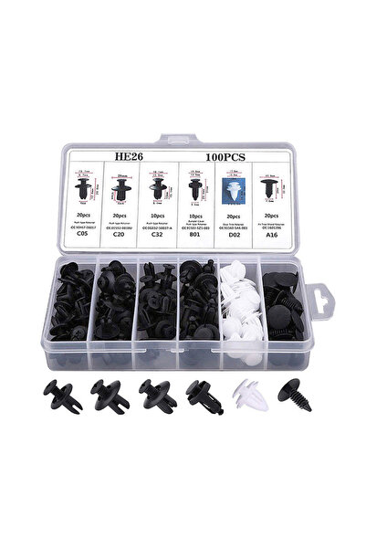 choice2 100 Pcs Mixed Size Car Plastic Retainer Clips Automobile Fender Push ...