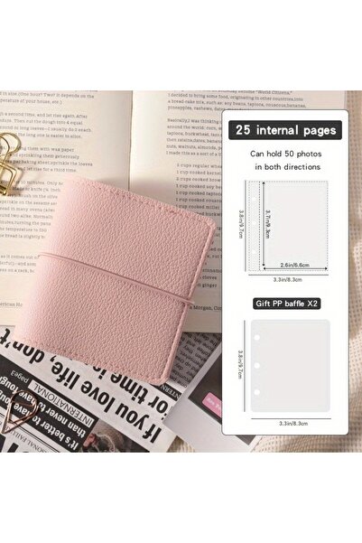 choice2 Pink 1pc Mini Faux Leather Pocket Photo Album, 25 Pages of 50-Page Mi...