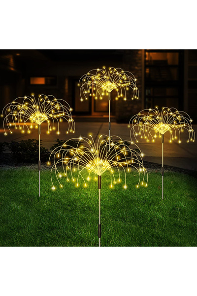 Choice1 6Pcs Warm Solar Firework LED Stake Lights Outdoor Garden Decor Pathwa...