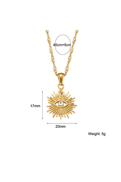 Choice Eye Necklace E.B.belle Elegant Waterwave Chain Gold Plated Stainless S...
