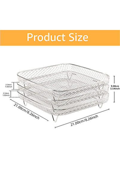 Choice square 3-layers Air Fryer Rack Stackable Grid Grilling Rack Stainless ...