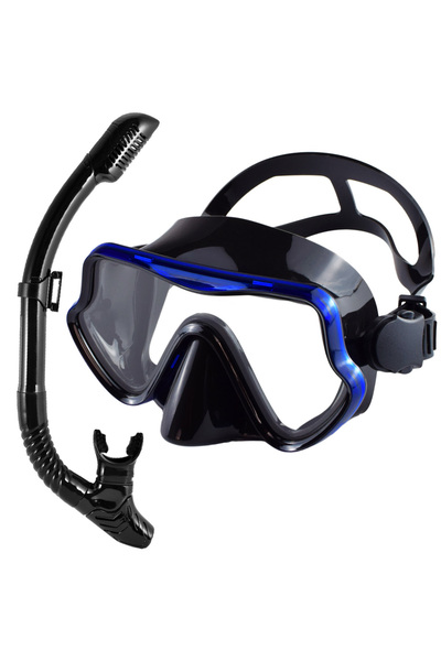Choice BlackBlue Scuba Diving Mask Snorkel Set For Adults Tempered Glass Prof...