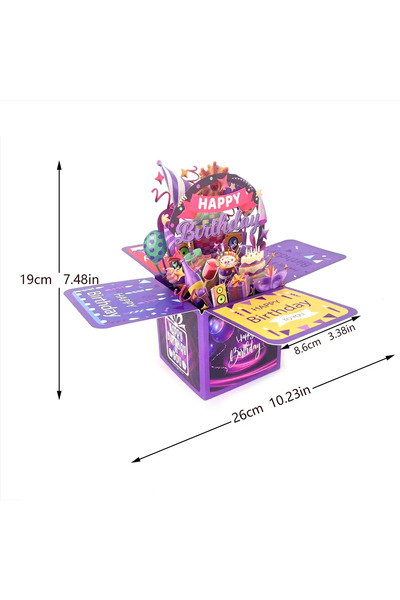 Choice Purple 3D Pop Up Happy Birthday Greeting Card Gift Greeting Cards For ...
