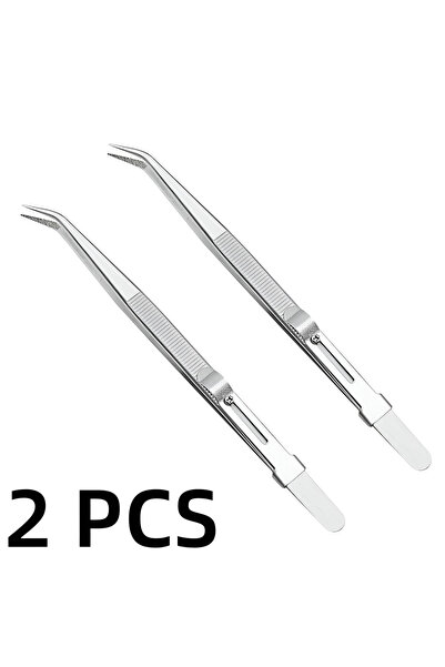 Choice 2 PCS Elbow Professional Stainless Steel Tweezers Adjustable with Buck...