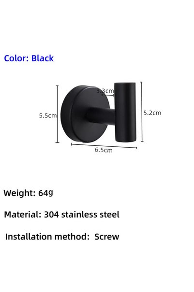 Choice Screw-Black Adhesive/Screws Wall Hooks Door Key Clothes Coat Hanger Ho...