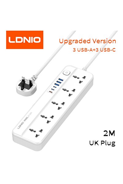 Choice4 شريط طاقة LDNIO بـ 6 منافذ USB وقابس بريطاني مع 4 منافذ USB قابلة للط...