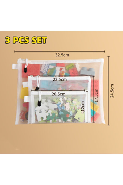 Choice As shown 3 PCS SET 1-30 PCS Mesh Zipper File Bag Waterproof Moisture-p...