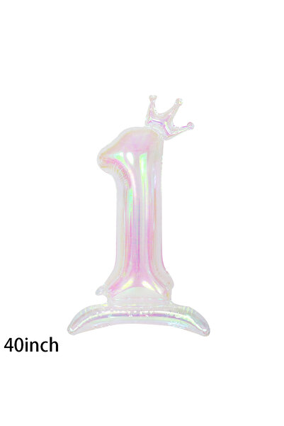 Choice 40inch Number 1 1pc 40 inch Clear Rainbow Crown Shaped Balloon with Ba...