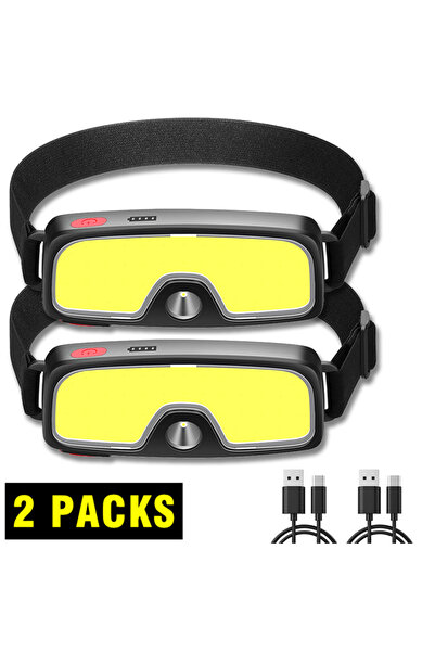 Choice3 Heinast 2pcs Hot COB LED Headlight Flashlight 3 Modes Light USB Recha...