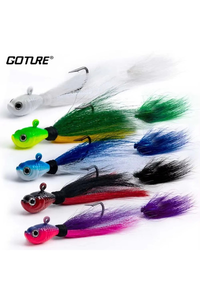 Choice5 5pcs 56g Goture 5pcs/lot Bucktail Jigs Head Hook 3D Eyes Bait 7g 14g ...