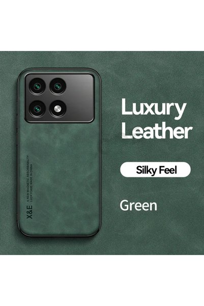 Choice جراب أخضر لهاتف Poco X6 Pro غلاف لهاتف Poco X6 Pro مصنوع من الجلد المغ...