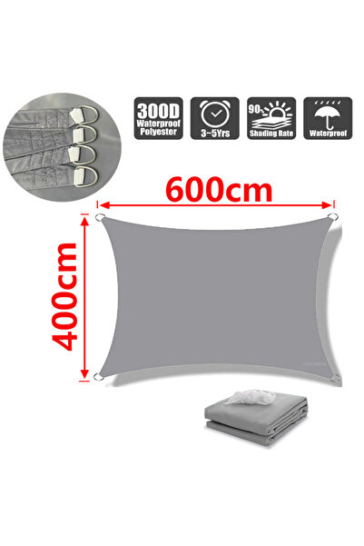 Choice Grey400x600cm 300D Outdoor Waterproof Sun Sail Rectangular Sun Sail Ga...