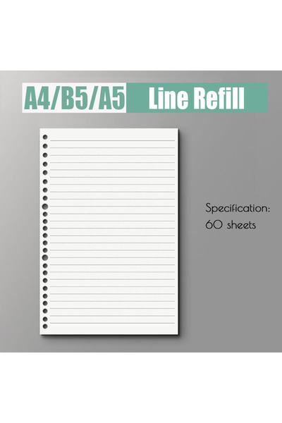 Choice A5 Line Refill 60Sheet Replaceable Refill Loose Leaf Notebook A4 A5 B5...