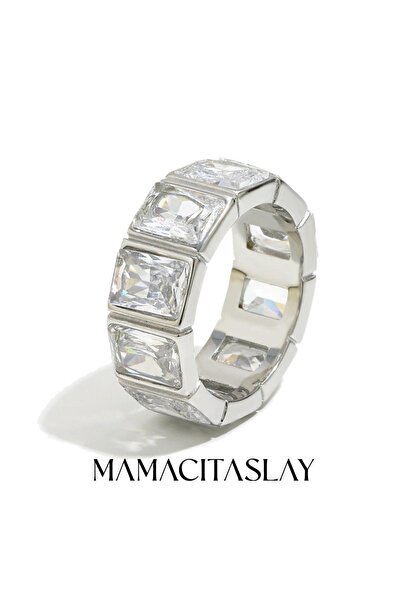choice2 7 Silver B MamacitaSlay 316L Stainless Steel Square Zircon Ring 18K G...