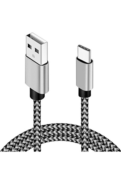 Choice9 2m WHITE USB Type C Cable Date Sync 2.4A Fast Charging Nylon Braided ...