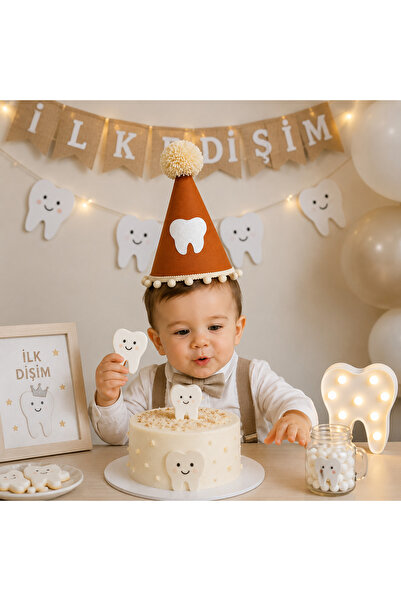 İlk Dişim Kumaş Bebek Parti Şapkası