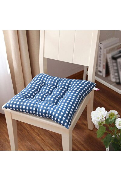 Choice Blue 35*35cm Plaid Square Chair Cushion Seat Cushion With Anti-skid St...