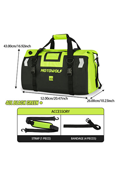 Choice black Green 40- logo Motorcycle Dry Bag Waterproof Reflective Tail Duf...