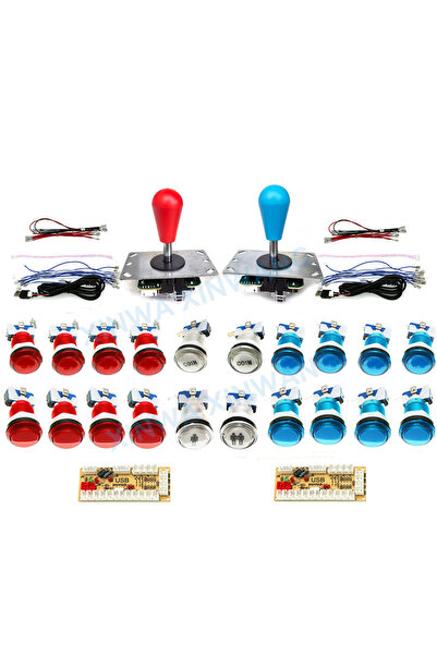 Choice red blue DIY Arcade Game Kit 2 Players Set Light Push Button American ...