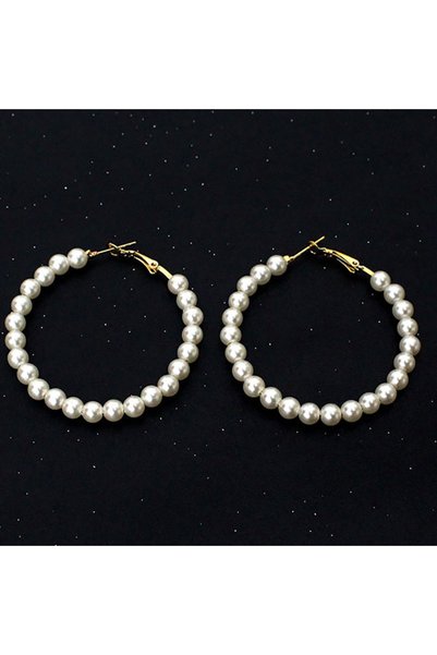 Choice gold55mm Fashion Gold Silver Color Imiation Pearl Hoop Earrings 3 Size...
